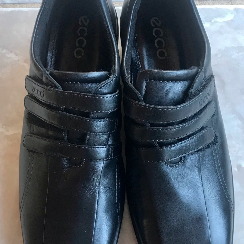 Ecco Corse Black Leather Slip On 3 Strap Sneaker Casual Shoes Women's EU 38 US 7